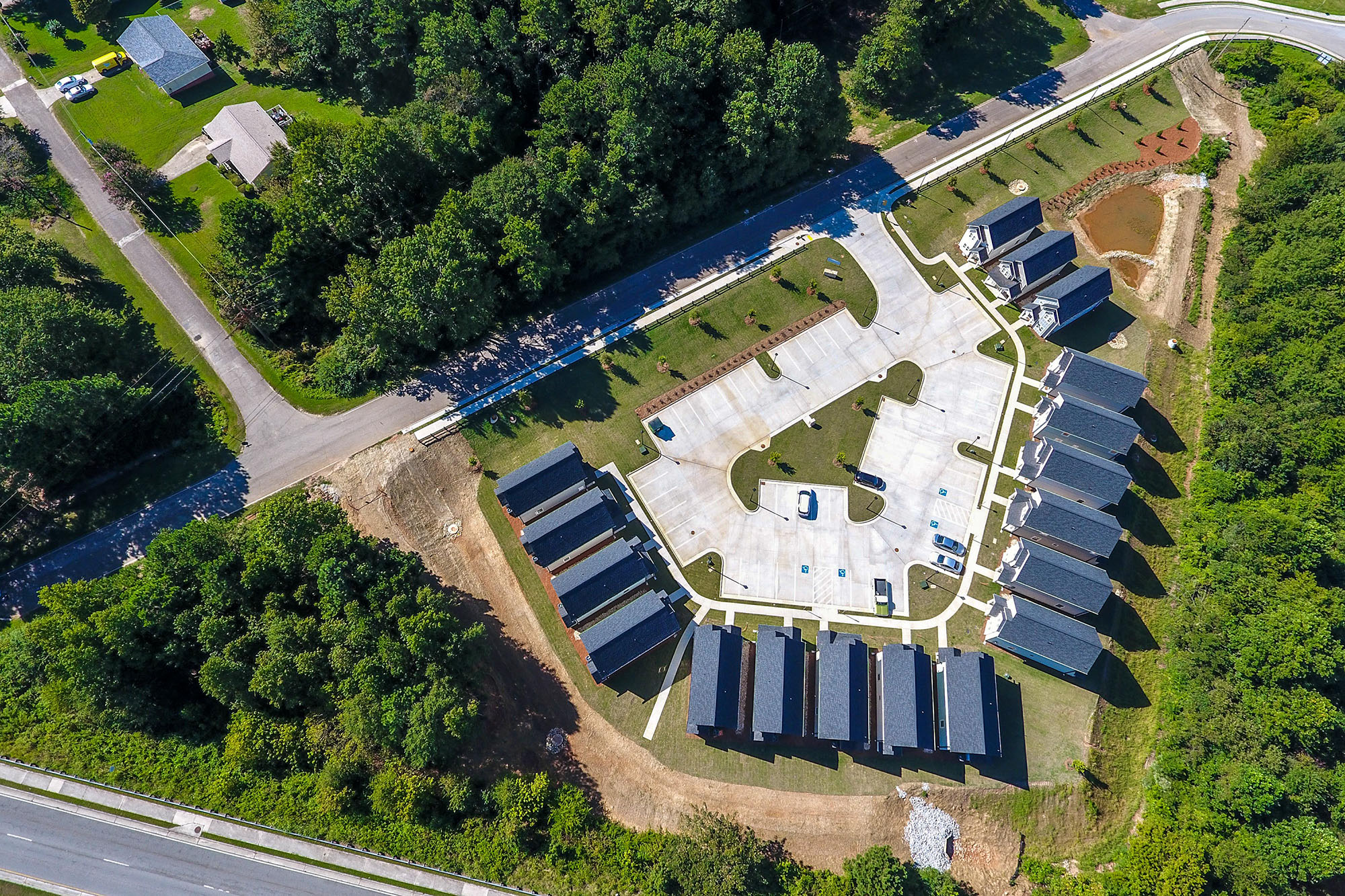 Aerial image of a completed single-family residential development